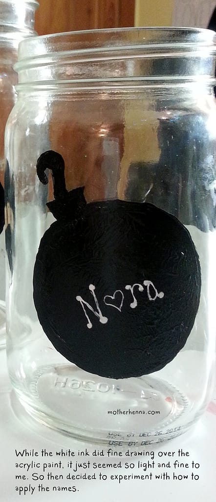 Detail photo of items used to make mason memory jars.