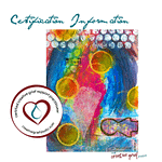cover of the manual section for the Certification Information from our course showing mixed media art and our logo